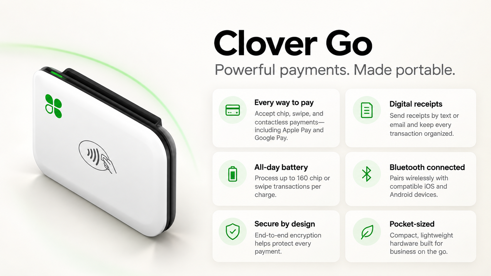 Clover Go card reader feature overview